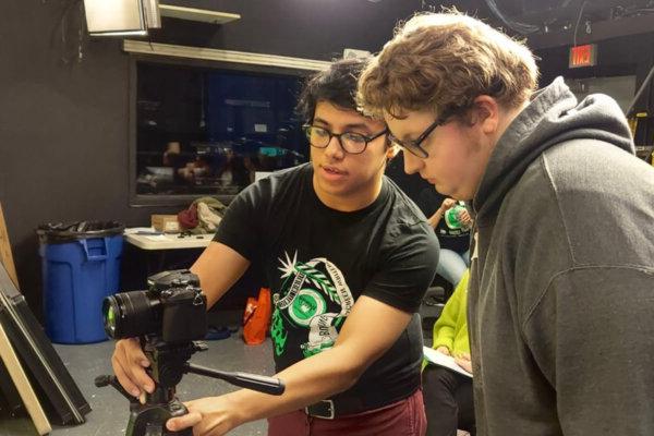 Andy Espinoza teaching a film production workshop during the Young Screenwriters' Conference.